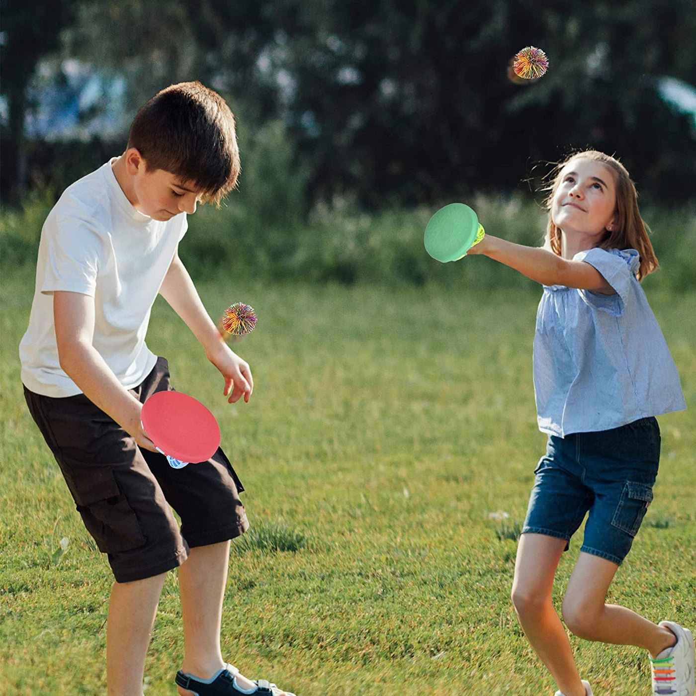 Paddle Catch Ball Set, 2 Attachable Paddles and 2 String Balls, Paddle Ball Game for Indoor & Outdoor Fun, Toss & Catch Play Balls, Active Hand Eye Coordination Games for Kids and Adults