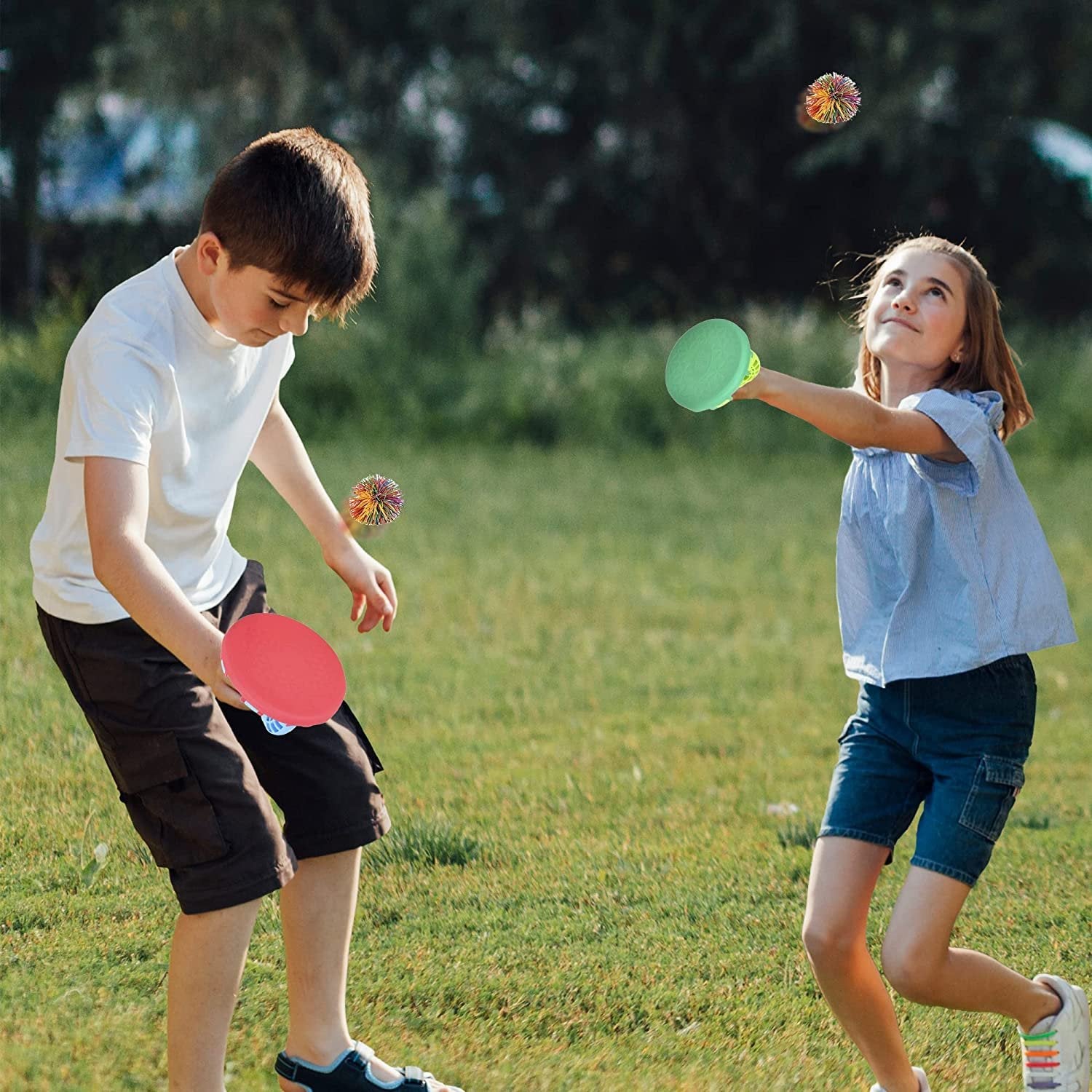 Paddle Catch Ball Set, 2 Attachable Paddles and 2 String Balls, Paddle Ball Game for Indoor & Outdoor Fun, Toss & Catch Play Balls, Active Hand Eye Coordination Games for Kids and Adults