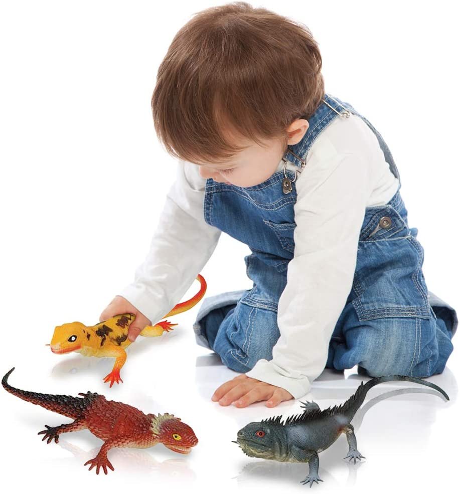 ArtCreativity Soft Lizard Toys for Kids, Set of 2, PVC Animal Figurines, 13.5” Long Lizard Toys for Pretend Play and Wildlife Decorations, Gifts and Favors for Safari or Zoo Birthday Party