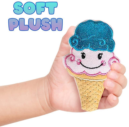 ArtCreativity Plush Ice Cream Cone Toys for Kids, Set of 12, Soft and Cuddly Soft Stuffed Toys, Includes Assorted Colors and Designs, Plush Party Favors for Kids, Cute Ice Cream Theme Decorations