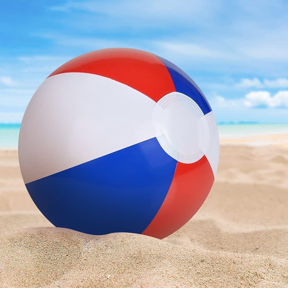 Patriotic Beach Balls for Kids, Pack of 12, Inflatable Summer Toys for Boys and Girls, Decorations for Hawaiian, Beach, and Pool Party, Beach Ball Party Favors