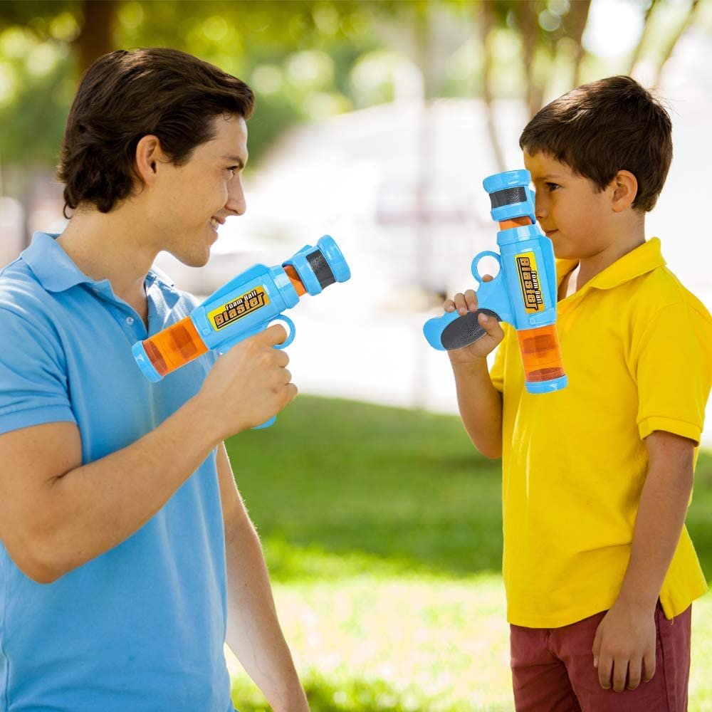 Foam Ball Launchers, Set of 2, Pump Action Shooting Toy Blasters for Kids with 12 Balls, Outdoor Summer Fun, Fetch Toy for Dogs, Great Birthday Gift for Boys and Girls