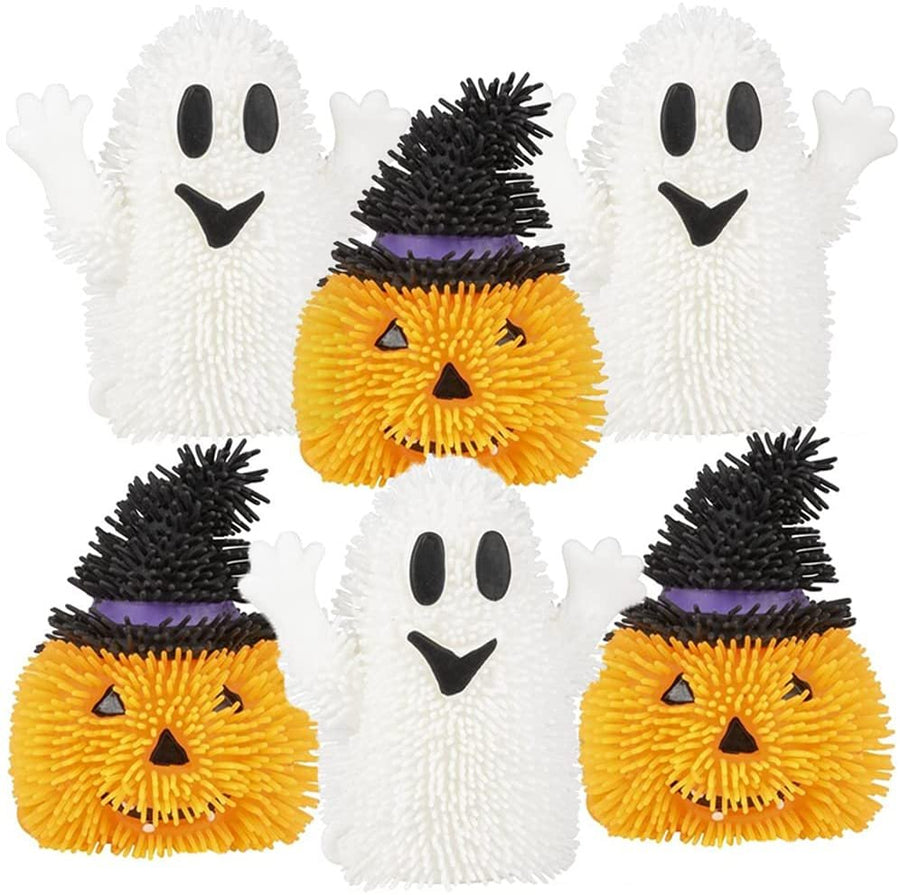 Light Up Halloween Puffers, Set of 6, LED Fidget Toys for Kids and Adults, Includes Ghost and Pumpkin Halloween Toys, Non-Candy Halloween Treats and Party Favors for Themed Parties