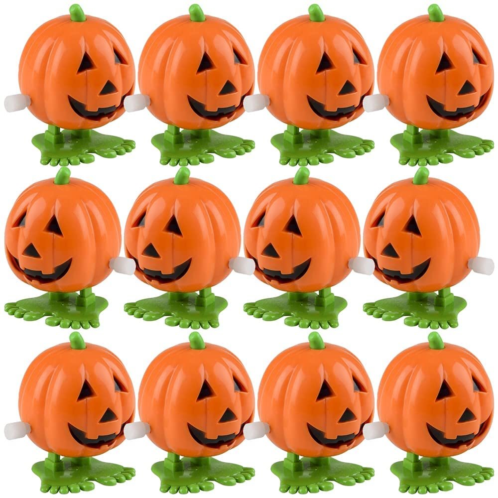 Wind Up Pumpkin Halloween Toys, Set of 12, for Kids and Adults, Non-Candy Halloween Treats and Goodie Bag Fillers, for Hours of Fun and Active Play