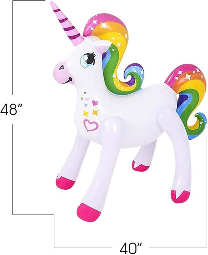 ArtCreativity Giant Inflatable Rainbow Unicorn, 48 Inch Blow-Up Unicorn Inflate for Birthday Party Favors, Unicorn Party Decorations and Supplies, Pool Party Float, and Game Prize for Kids