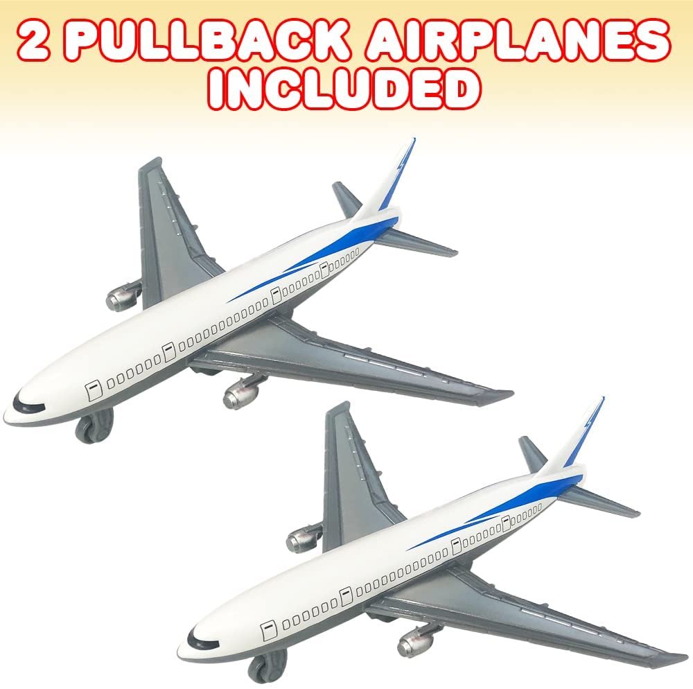 ArtCreativity Pullback Airplane Toys for Boys and Girls, Set of 2, Diecast 5 Inch Pull Back Plane Toys for Kids, Great Birthday Party Favors for Children, Goodie Bag Fillers, Gift Idea