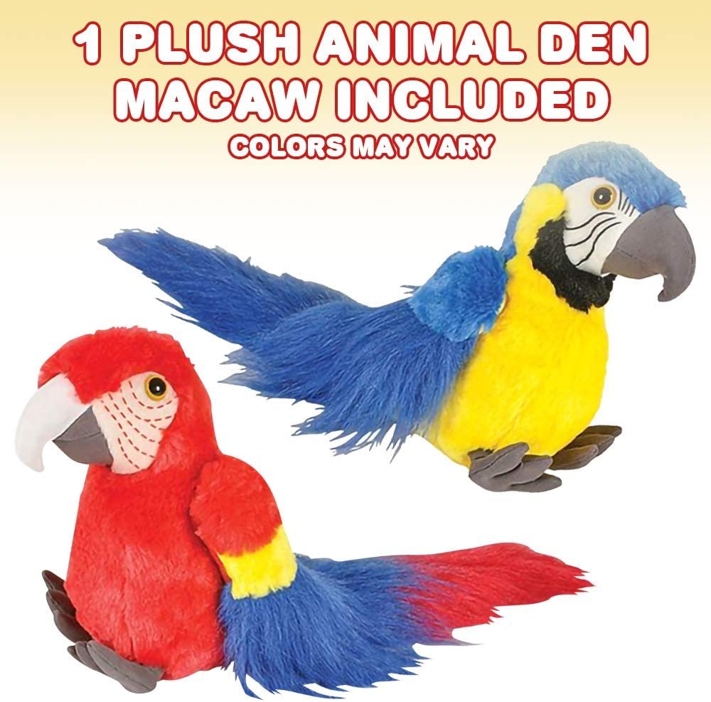 Plush Macaw, Colorful Stuffed Parrot Toy for Kids, Cute Home and Nursery Animal Decorations, Pirate Party Prop, Best Gift Idea for Bird Lovers, 1 PC - Colors May Vary