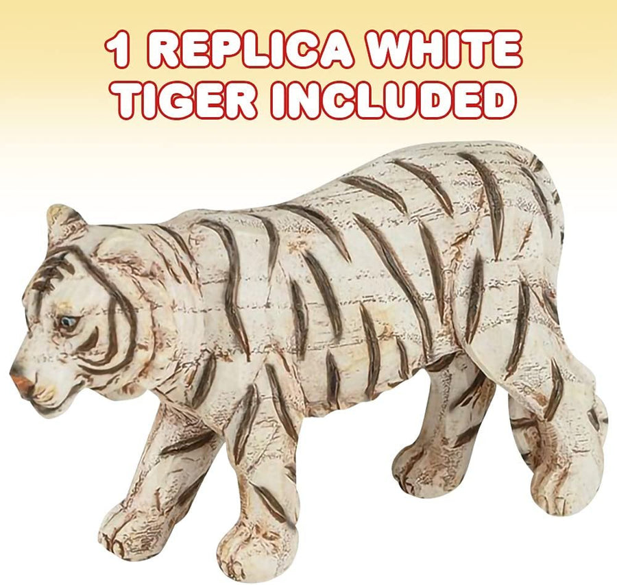 Faux Wooden White Toy Tiger, 1 PC, Realistic-Looking Tiger Toys for Kids, Unique Jungle Party Decorations, Animal Party Favor for Kids, Cool Office Desk Décor Piece