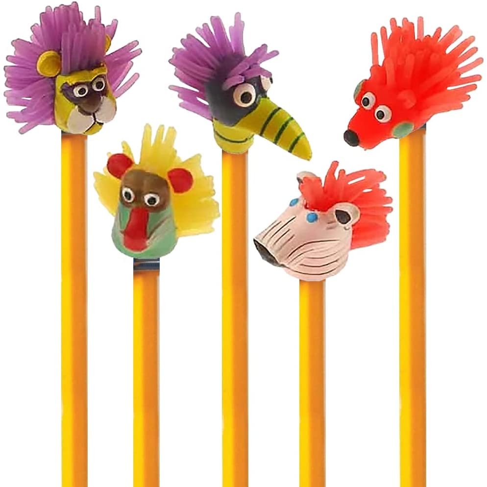 ArtCreativity Wild Animal Pencil Toppers, Set of 12, Animal Party Favors and Classroom Prizes for Kids, Great Back to School Gifts for Boys and Girls, Durable Animal Pencil Tops