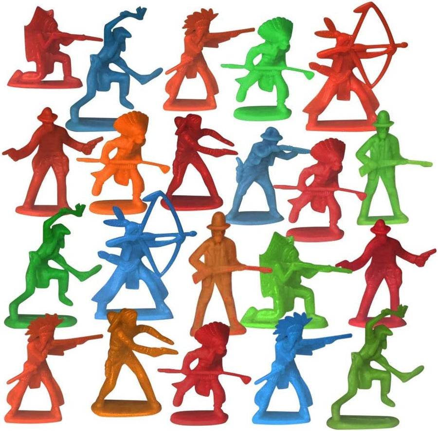 Cowboy & Indian Action Figurines Assortment, Bulk Pack of 144, Assorted Colors Little Plastic Figures in Assorted Poses, Cool Cupcake Toppers, Goodie Bag Fillers & Party Favors for Kids