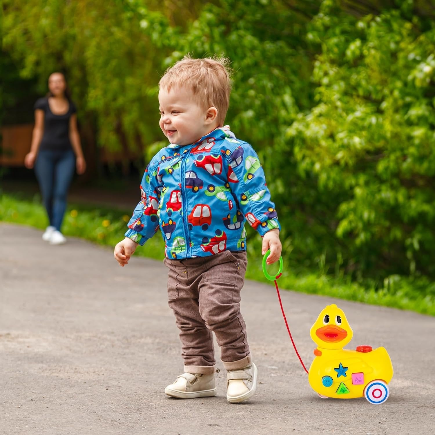 Musical Walking Duck Pull Toy - Yellow Duck Toy for Kids - Toddler Pull Toy Duck with Lights, Animal Sounds, and Music - Helps Teach Colors, Sounds, and Shapes - Gift for Kids 3 and Up