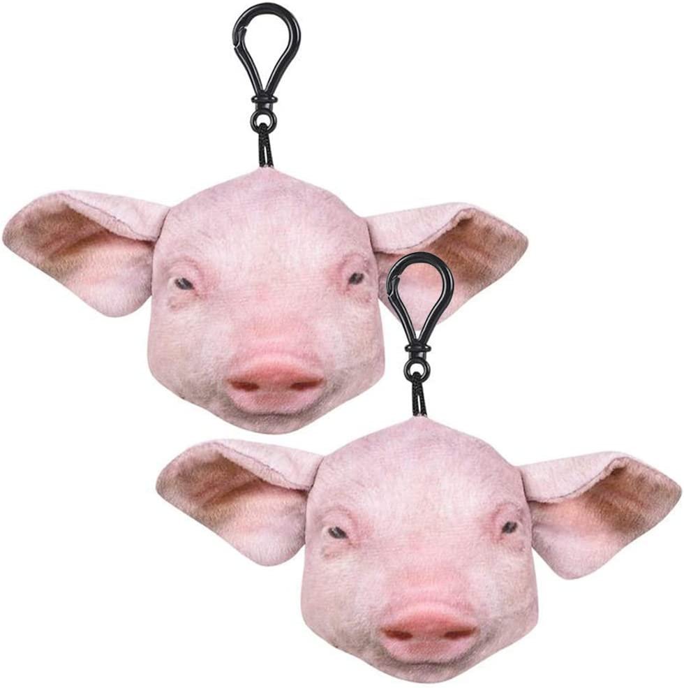 Pig Backpack Clips with Oinking Sound, Set of 2, Fun Bag Accessories for Kids, Unique Back to School Supplies, Barnyard Birthday Party Favors for Boys and Girls