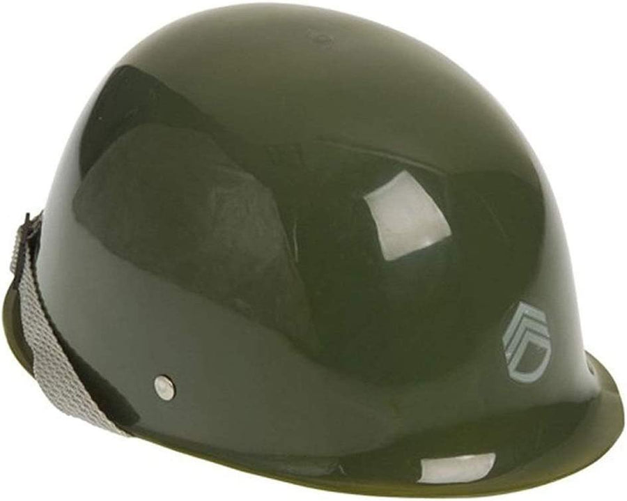 Green Army Helmet, Hard Plastic Military Helmet with Chin Strap for Kids’ Army Costume, Fits Most Kids, Prop for Halloween Costume, Stage Play, Pretend Play, Army Party Favors for Kids