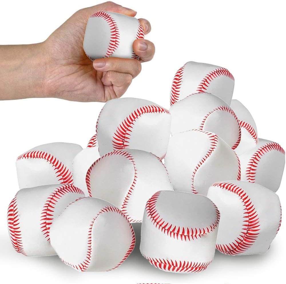 ArtCreativity Soft Stuff Stress Relief Baseballs for Kids, Set of 12, Sports Squeezable Anxiety Relief Balls, Gift Idea, Party Favors, Goodie Bag Fillers for Boys and Girls