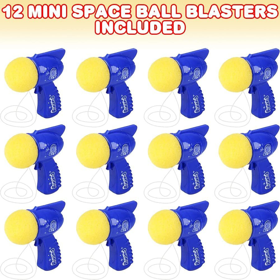 Mini Space Ball Blasters, Pack of 12, 3" Foam Ball Toy Launchers, Birthday Party Favors, Goodie Bag Fillers, Carnival Prize for Kids