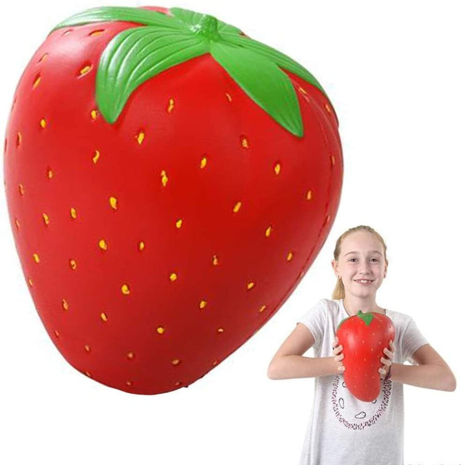Jumbo Strawberry Squeeze Toy, 1PC, Giant 10" Slow Rise Stress Relief Toy for Kids and Adults, Cute Fruit Party Decorations, Anxiety Relief Toy for ADHD, Great Gift Idea