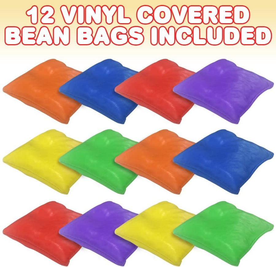 Vinyl Bean Bags, Set of 12, Corn Hole Bean Bags in Assorted Colors, Bean Bag Toss Game Supplies, Must Have Carnival Supplies, Corn Hole Bags for Outdoor Games for Kids