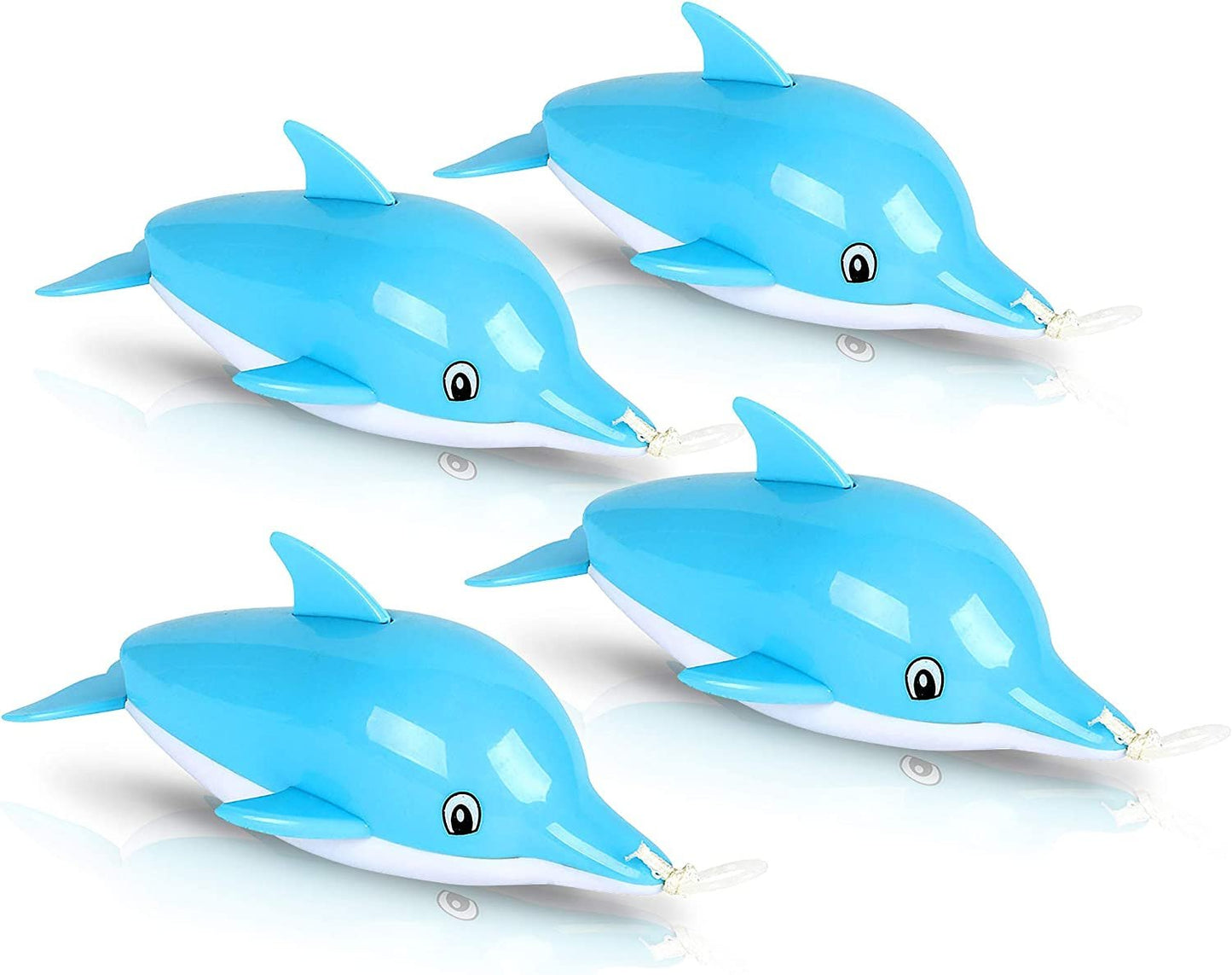 ArtCreativity Pullback String Dolphin Bath Tub Toys for Kids, Set of 4, Swimming Dolphin Water Toys for Bathtub, Pool, and Lake Fun, Adorable Aquarium Birthday Party Favors for Boys and Girls