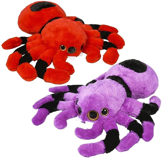 ArtCreativity Plush Toy Spiders, Set of 2, Soft Stuffed Spider Toys for Kids in Vibrant Colors, Halloween Decorations and Baby Nursery Décor, Plush Gifts for Girls and Boys