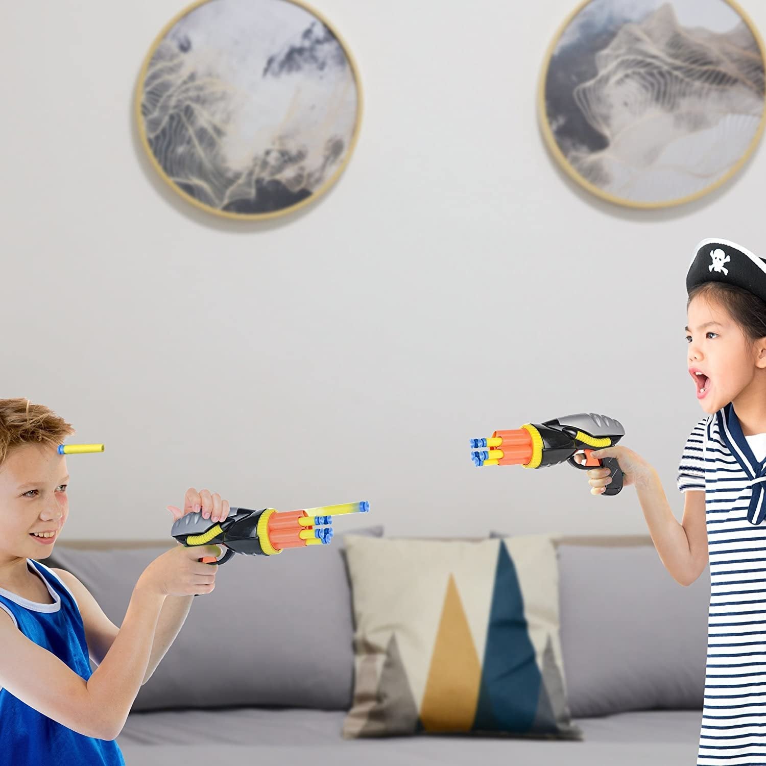 ArtCreativity 10 Inch Missile Launcher Toy Gun for Kids with 6 Suction Cup Darts, Futuristic Space Blaster Air Dart Pistol, Sturdy Plastic Design - Great Gift Idea for Boys and Girls