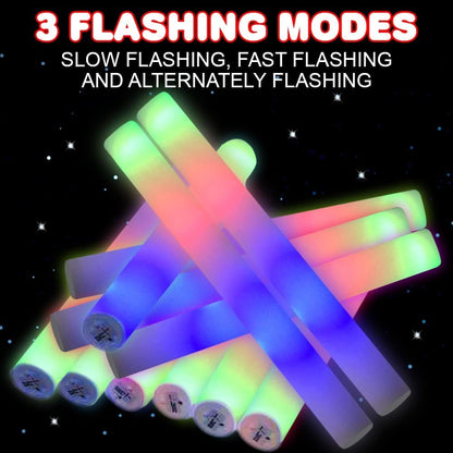 Light Up Foam Batons By Artcreativity, Set of 24 Glow Sticks, LED Foam Sticks, Glow In The Dark Toys for Kids, with 3 Flashing Modes, Light Up Toys, Rave Accessories, Glow In The Dark Party Supplies