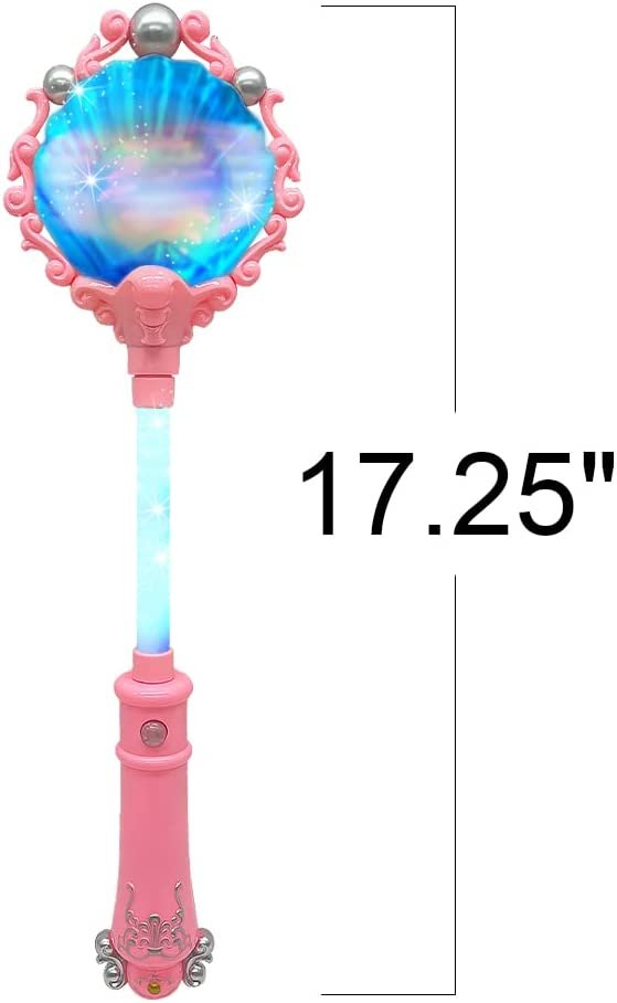 Light Up Pearl Diamond Wand for Kids, 1 Piece, 17.25" Wand Toy with a Spinning Pearl, Mermaid Princess LED Wand for Boys & Girls, Fun Pretend Play Prop with Batteries