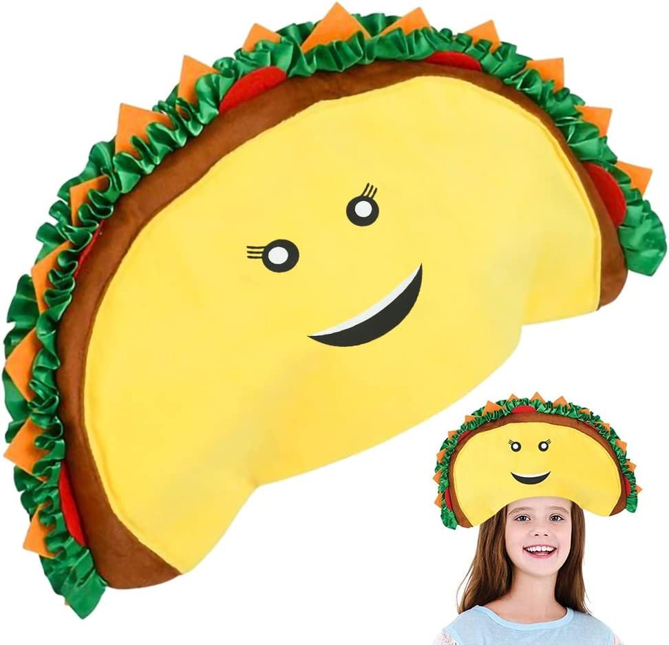 Funny Taco Hat, 1 PC, Fun Halloween Costume Accessory, Cinco De Mayo Party Supplies Decorations, One Size Fits Most, Crazy Silly Hat with Felt Toppings and Plush Fabric