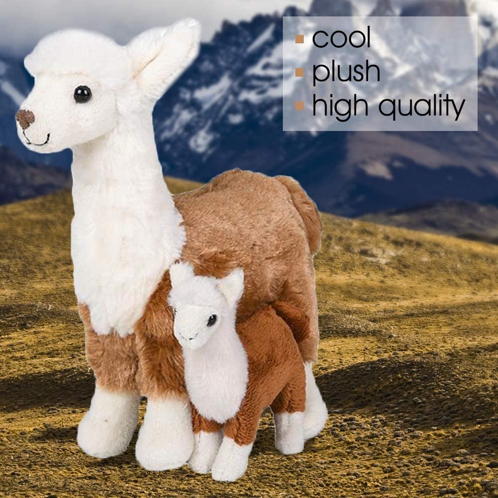 Llama Stuffed Toy, 1 PC, Soft Mom and Baby Llama Plush Toy for Kids, Cute Home and Nursery Animal Decorations, Zoo Party Prop, Best Birthday Gift Idea, 8"es Tall
