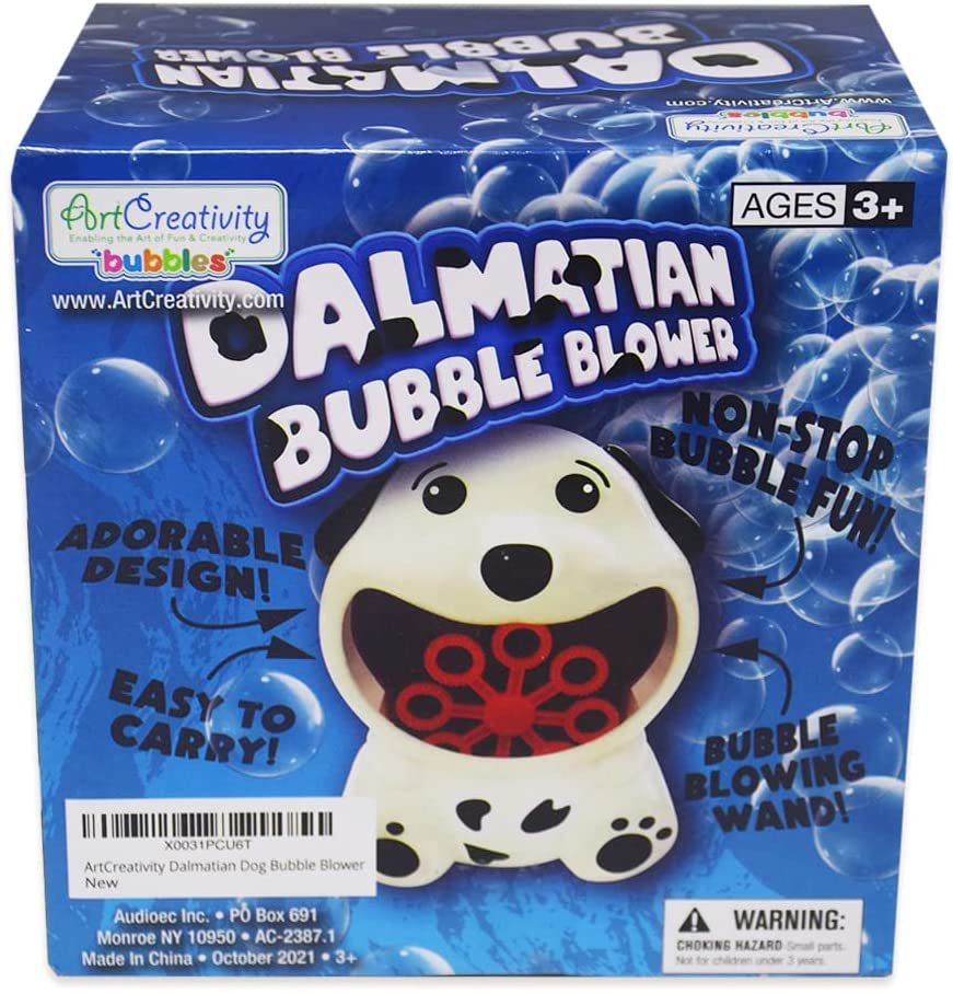 Dalmatian Dog Bubble Machine for Kids, Includes 1 Bubbles Blowing Toy and 1 Bottle of Solution, Fun Summer Outdoor or Party Activity, Great Bubble Gift for Boys and Girls