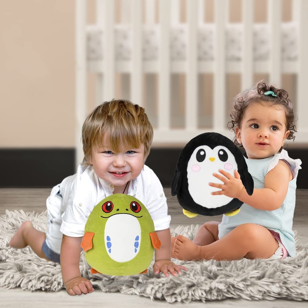 Reversible Plush Animal, 1 Piece, Reversible Plush Toy for Kids with Penguin and Frog Designs, Playroom, Bedroom, and Baby Nursery Decoration, Great Gift Idea for Ages 3 and Up