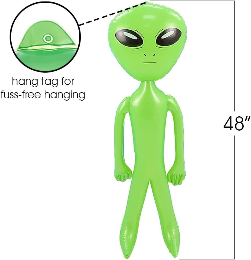 Giant Alien Inflates - Set of 3 - 48" Jumbo Blow Up Alien Party Decorations in Green, Purple, and Blue - Alien Themed Party Supplies - Easy to Inflate Outer Space Party Decorations