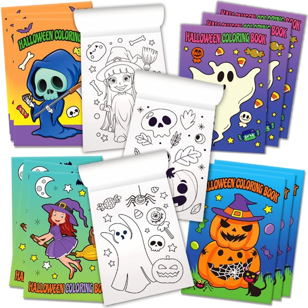 Halloween Coloring Books for Kids, Pack of 20, 5” x 7” Mini Booklets, Fun Halloween Treats Prizes, Favor Bag Fillers, Birthday Party Supplies, Art Gifts for Boys and Girls