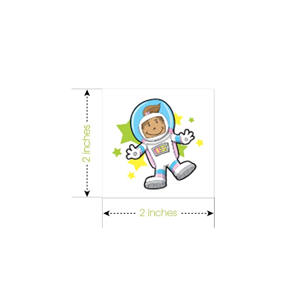 Space Temporary Tattoos for Kids - Bulk Pack of 144 Tattoos in Assorted Designs, Non-Toxic 2" Tats, Birthday Party Favors, Goodie Bag Fillers, Non-Candy Halloween Treats