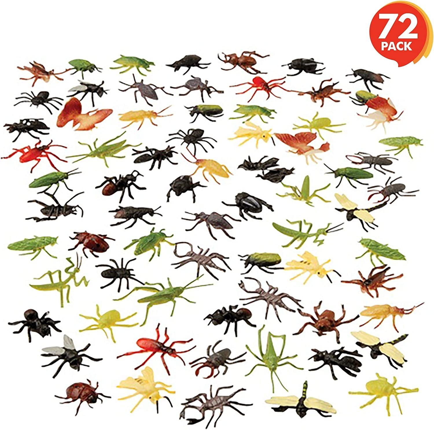 Insect Figurines Toys Set - 72 Pack - Assorted Plastic Bug Animal Figures for Kids - Fun Learning Aid, Birthday Party Favors, Cake Toppers, Prank Gag Toys, Goody Bag Fillers, Gift Idea