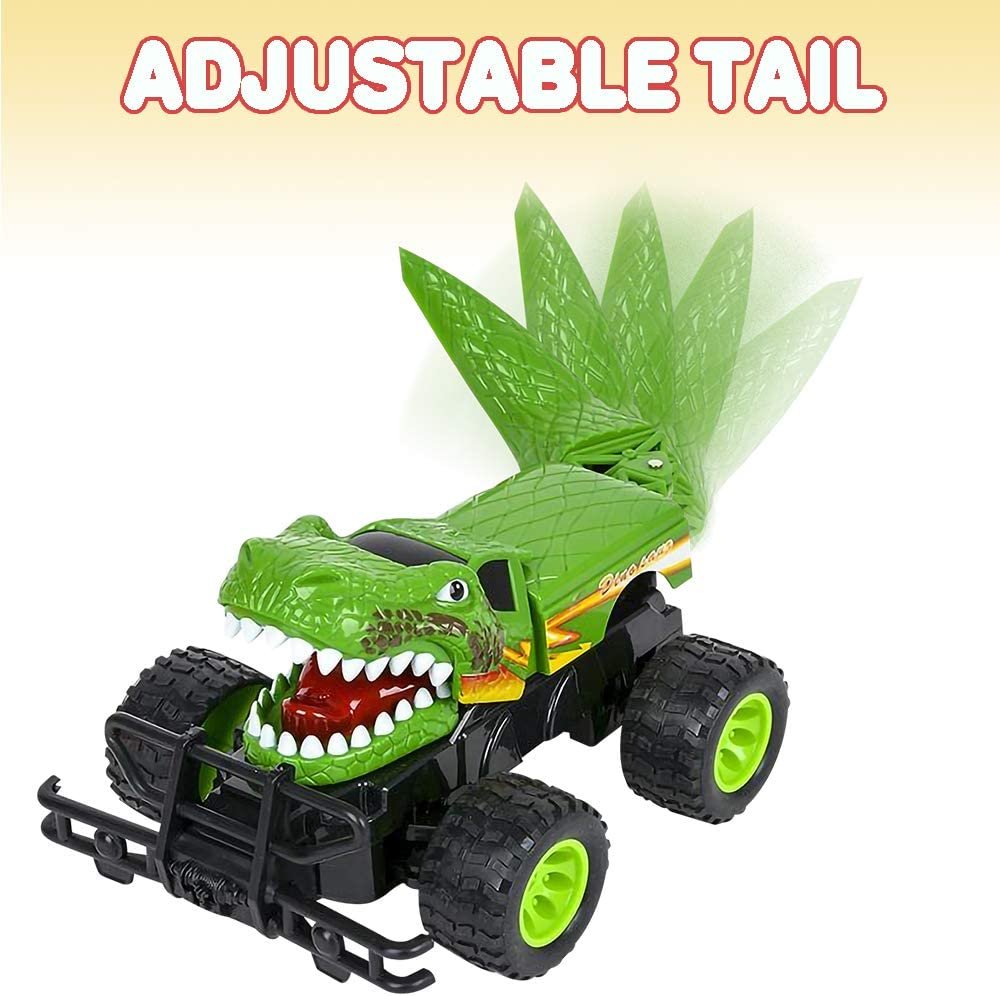 14" Remote Control Dinosaur Monster Truck Dino RC Toy Car - Battery Operated - Unique Birthday Gift for Boys and Girls - Large Carnival Game Prize