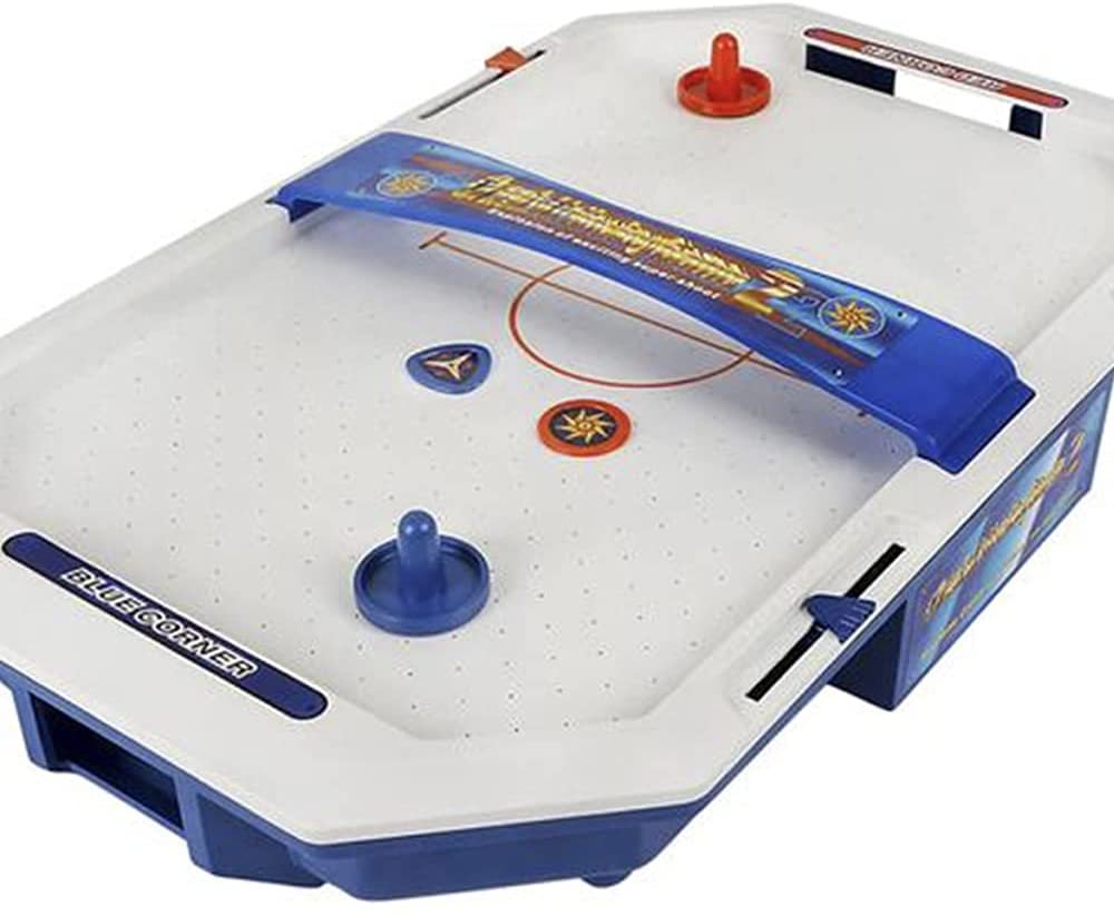 Gamie Crash Air Hockey Game Set for Kids , Mini Air Hockey Table with 4 Handheld Strikers and 4 Pucks, Desktop Sports Game for Hours of Indoor Fun, Great Gift Idea