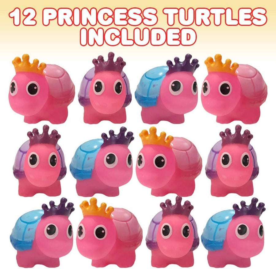 Rubber Water Squirting Princess Turtles, Pack of 12, Safe and Durable Turtle Water Squirters, Bathtub and Pool Toys for Kids, Birthday Party Favors, Goodie Bag Fillers