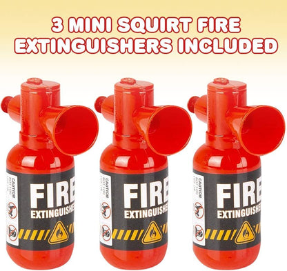 ArtCreativity Mini Fire Extinguisher Squirter Toys, Set of 3, 4.25 Inch Water Extinguisher with Realistic Design, Fun Outdoor Summer Toys, Great Fireman Toys for Kids, Novelty Gag Gift Item