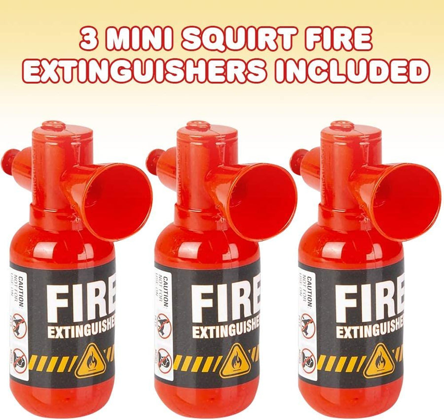 Mini Fire Extinguisher Squirter Toys, Set of 3, 4.25" Water Extinguisher with Realistic Design, Fun Outdoor Summer Toys, Great Fireman Toys for Kids, Novelty Gag Gift Item