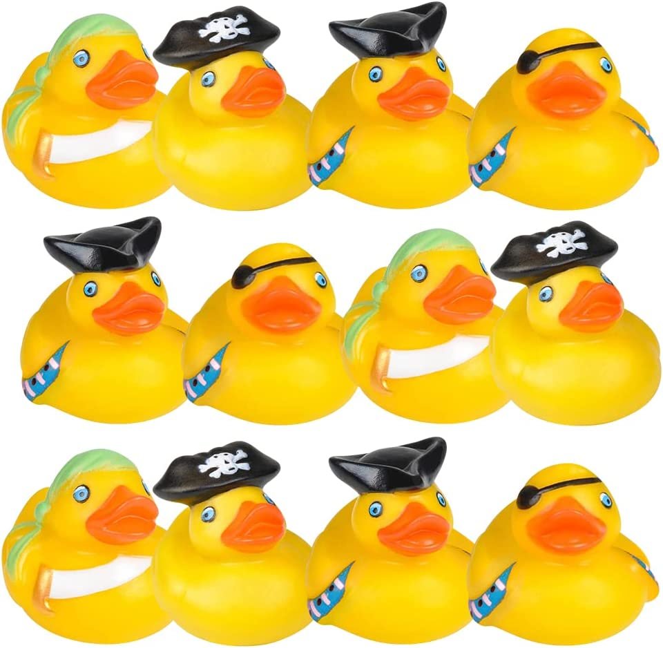 2" Pirate Rubber Duckies, Pack of 12, Cute Duck Bath Tub Pool Toys, Ideal for Pirate-Themed Parties and Celebrations, Fun Decorations, Carnival Supplies, Party Favor