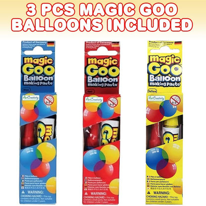 ArtCreativity Magic Goo for Kids, Set of 3, Balloon Making Kit with Paste and Blow Tube, Interactive STEM Projects for Kids, Sleepover and Slumber Party Activity Set, Craft Party Favors