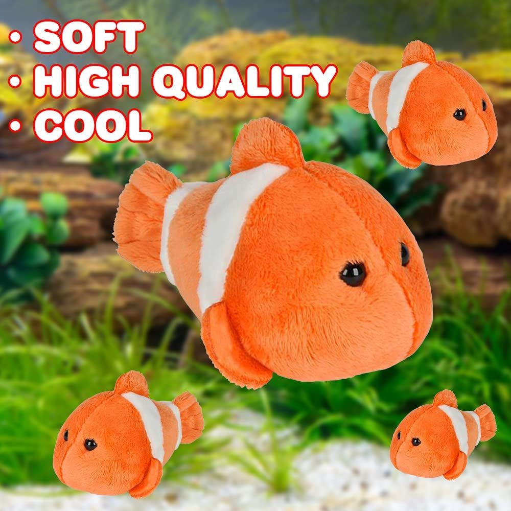 Clown Fish Toys for Kids, Set of 12, Clownfish Plush Toys, Stuffed Animal Toys, Under-The-Sea Party Favors, Cute Nursery Decorations, Aquatic Party Supplies, Pretend Play Toys