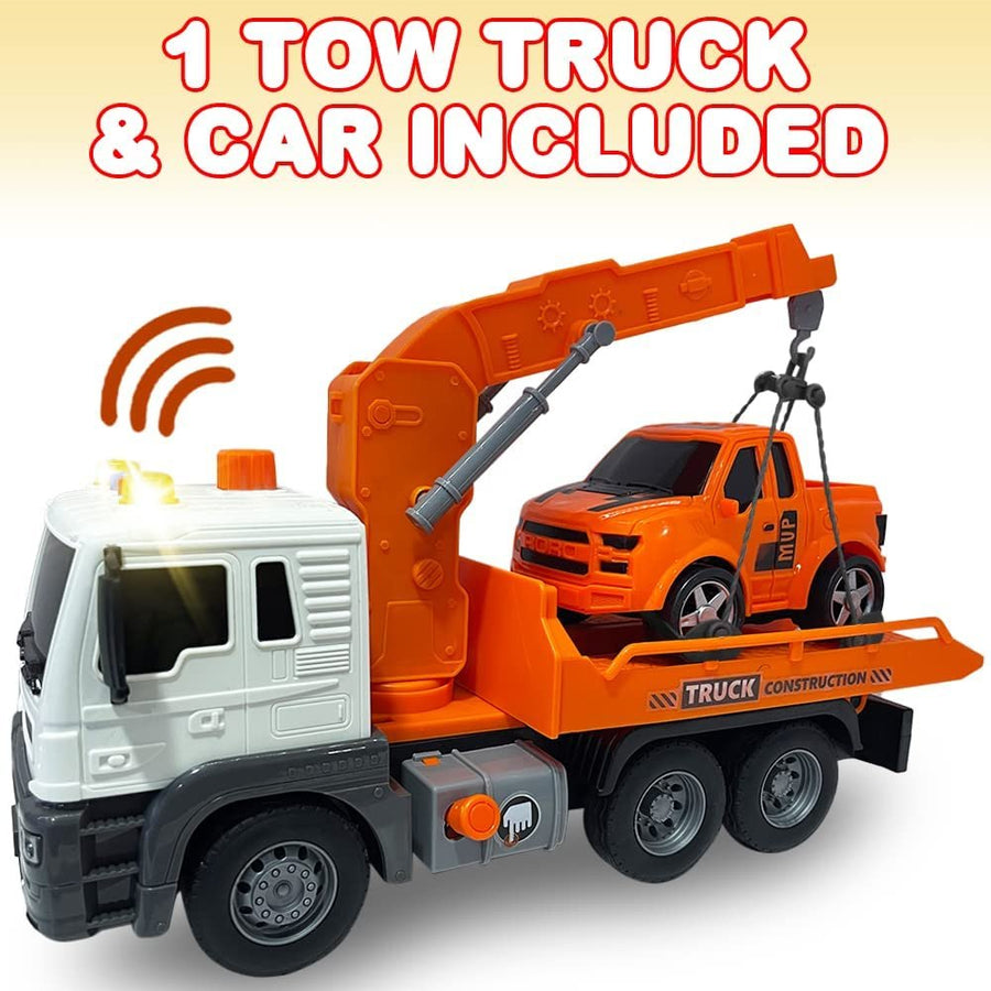 Light Up Tow Truck Toy with Movable Flat Bed