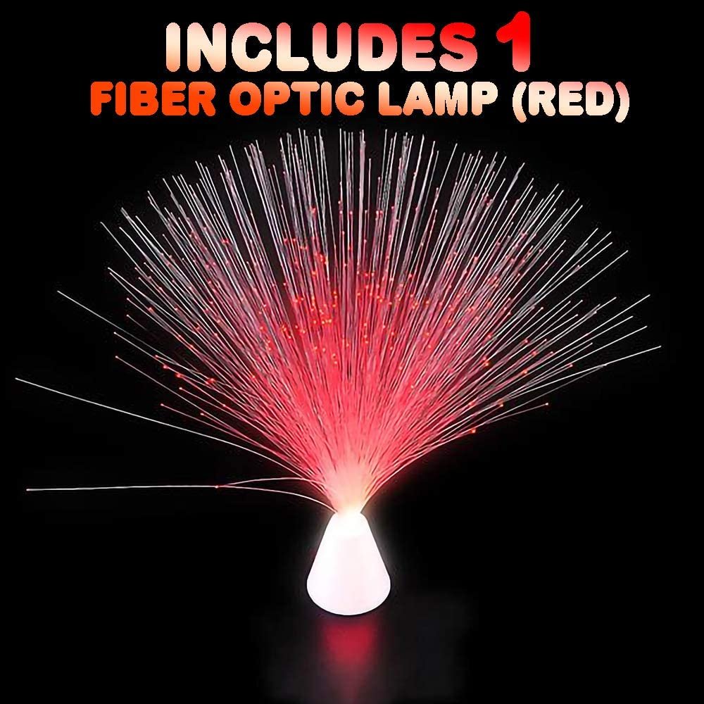 Red Micro Fiber Optic Light - 9"es Tall - Beautiful Decorative Lamp with Batteries - For Unique Bedroom, Living Room Decor - Party Lighting Decoration - Great Gift Idea or Game Prize
