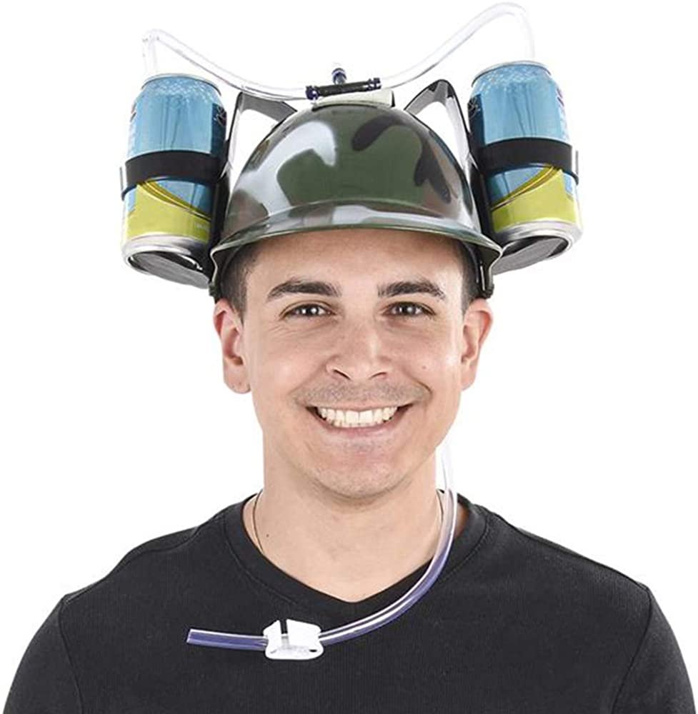 beer can bike helmet Art Creativity Camouflage Drinking Helmet For Kids, Soda And Beer Can Hat Drinking Holder With A Military Look, Fun Nove