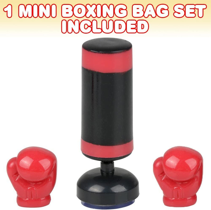 Mini Boxing Bag Set for Kids, 3-Piece Set with 1 Mini Punching Bag and 2 Gloves, Cool Desk Toys for Adults, Boxing Tabletop Game for Stress Relief and Hours of Fun