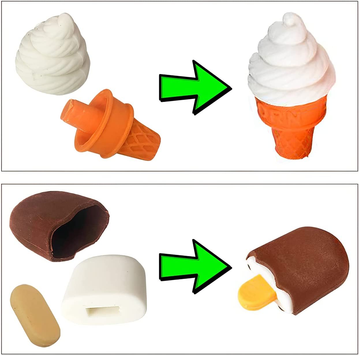 ArtCreativity Ice Cream Erasers for Kids, Set of 48, Cone and Popsicle Erasers with Removable Parts, Back to School Supplies for Boys and Girls, Ice Cream Party Favors and Goodie Bag Fillers