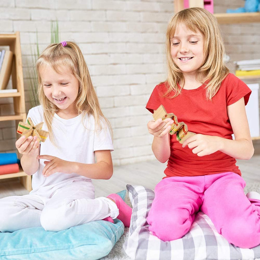 Wooden Jacob’s Ladder Toy, Set of 2, Wood Retro Toys for Kids and Adults, Optical Illusion Fidget Toys, Magic Birthday Party Favors, Cool Stocking Stuffers and Goodie Bag Fillers