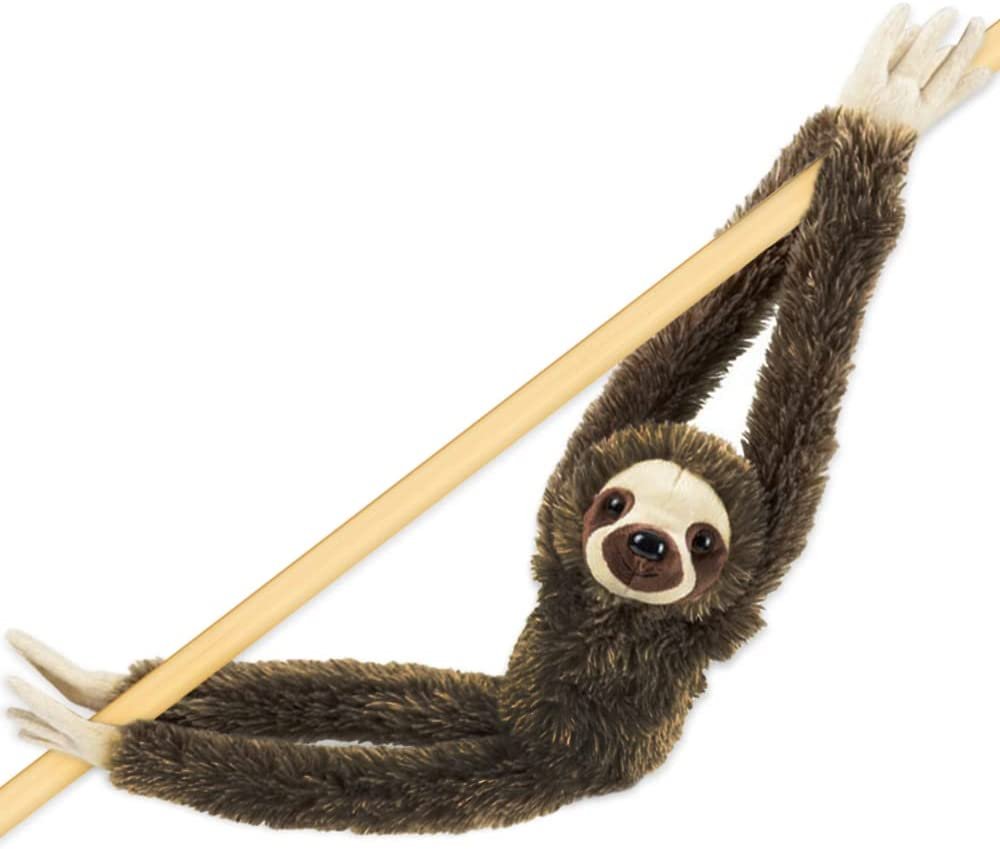 Brown Hanging Sloth Plush Toy, 28" Stuffed Three-Toed Sloth with Realistic Design, Soft and Huggable, Cute Nursery Decor, Best Birthday Gift for Boys and Girls