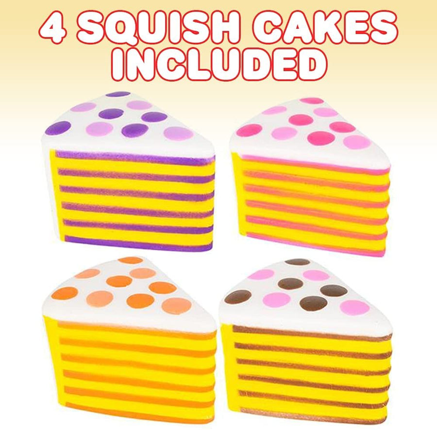 Squish Cake Toys for Kids, Set of 4, Super Soft Slow Rising Squeeze Toys, Stress Relief Sensory Toys for Children, Great Party Favors, Goody Bag Fillers for Girls and Boys